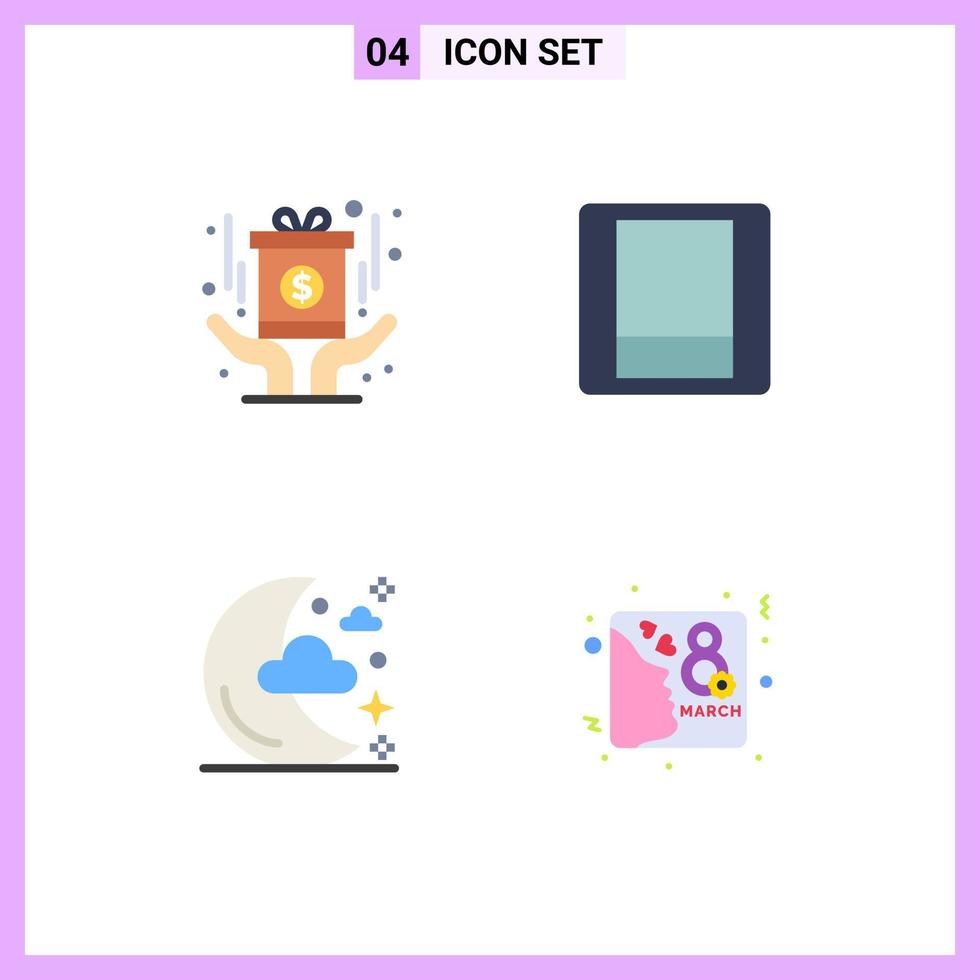 grupo universal de símbolos de iconos de 4 iconos planos modernos de elementos de diseño de vectores editables de tarjeta de alternar de fondo de noche de premio