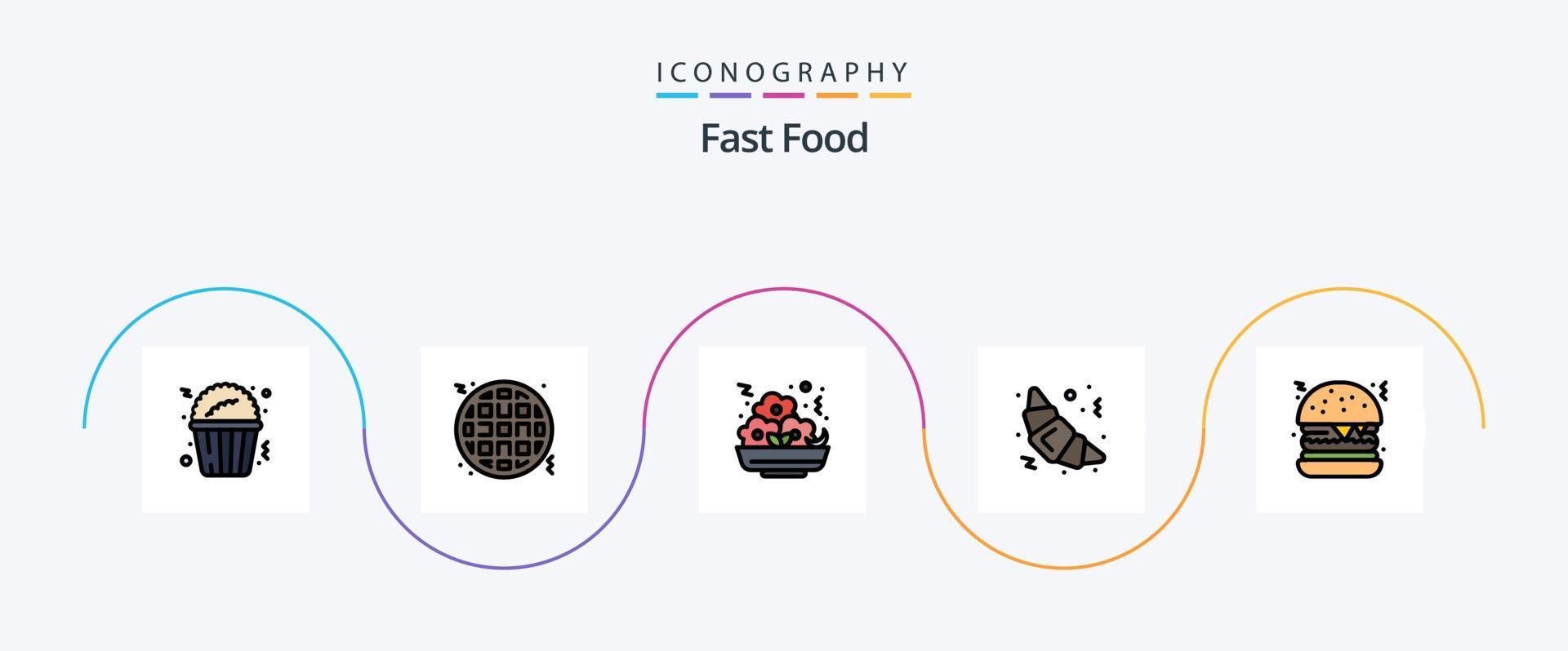 Fast Food Line Filled Flat 5 Icon Pack Including . food. meal. fast food. food vector