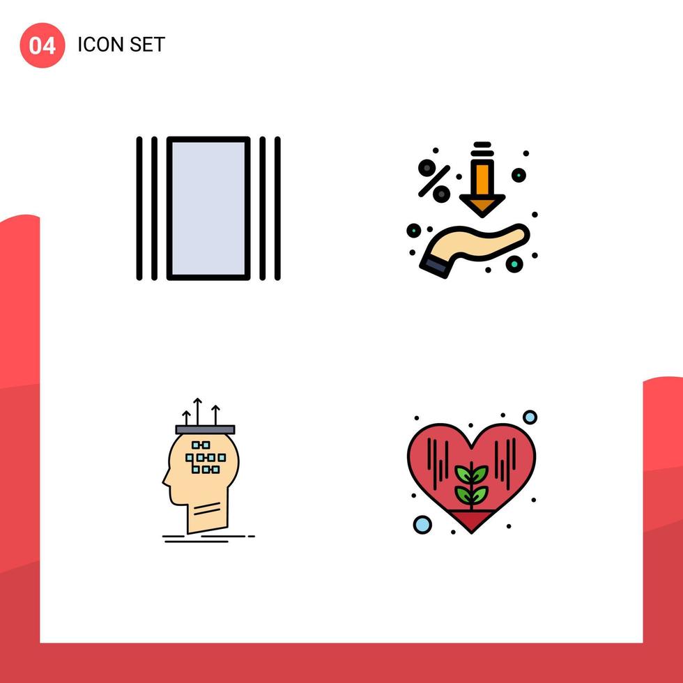 Universal Icon Symbols Group of 4 Modern Filledline Flat Colors of cover algorithm layout sales conclusion Editable Vector Design Elements