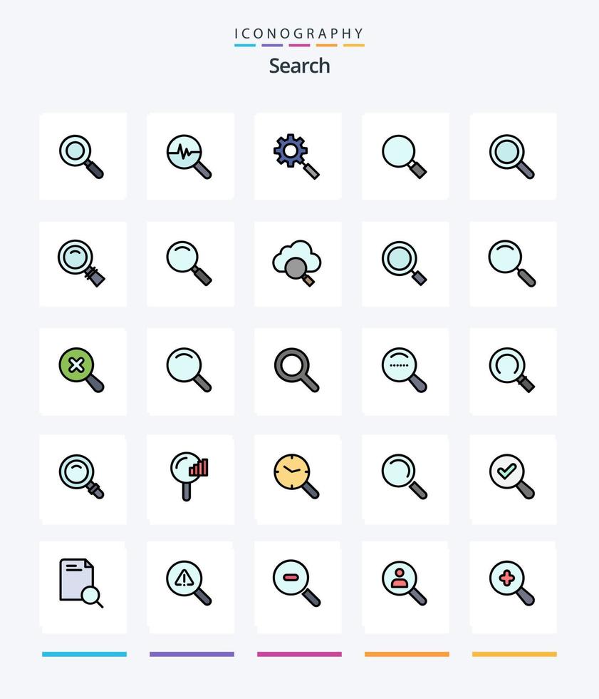 paquete de iconos rellenos de 25 líneas de búsqueda creativa, como investigación. nube. investigar. buscar. Mira vector