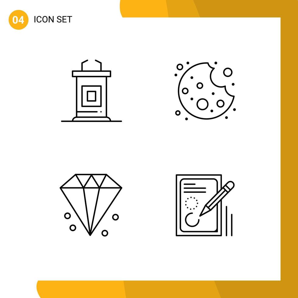 Set of 4 Modern UI Icons Symbols Signs for desk finance professor food edit Editable Vector Design Elements