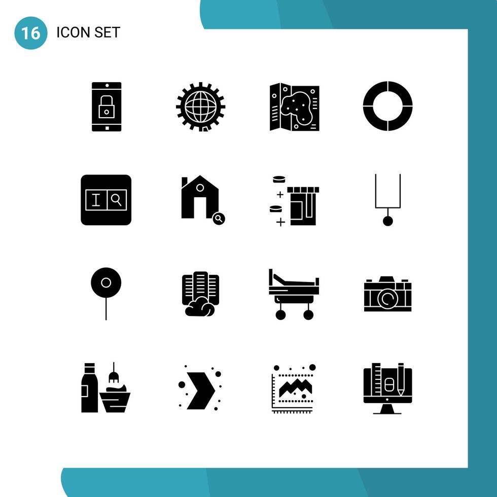 Pictogram Set of 16 Simple Solid Glyphs of form diagram global chart park Editable Vector Design Elements