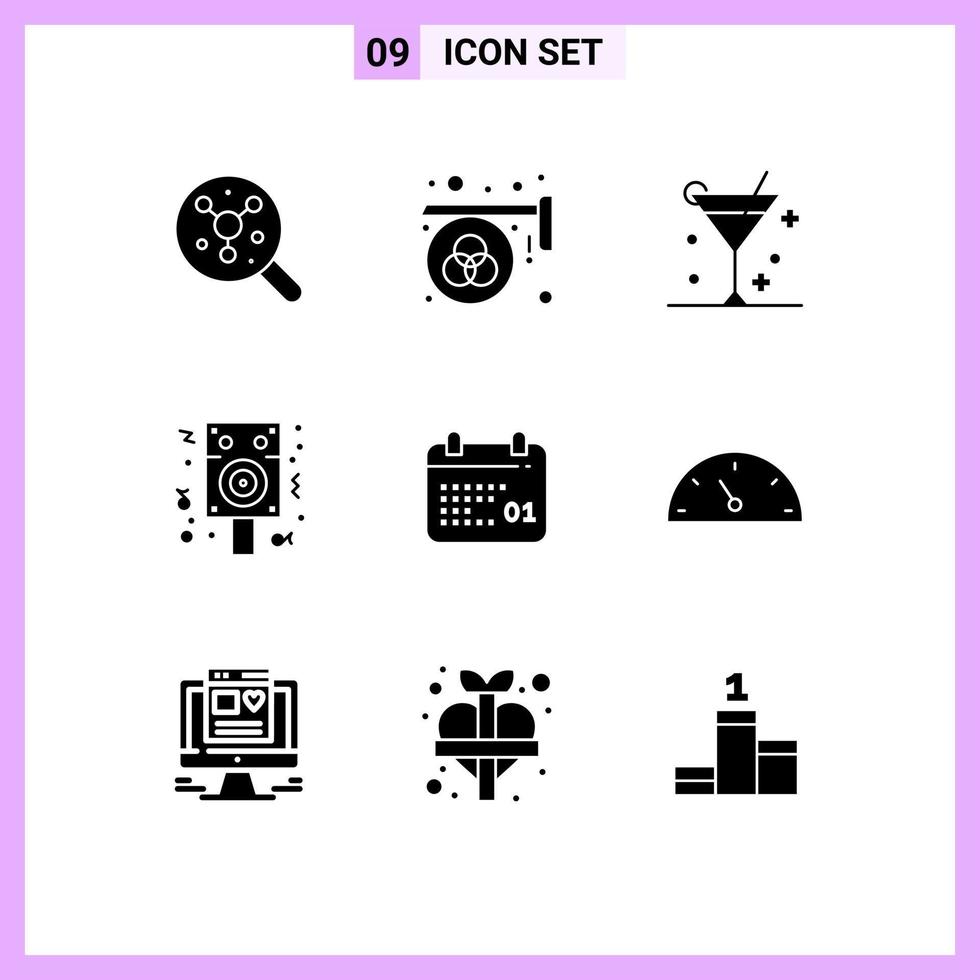 Set of 9 Modern UI Icons Symbols Signs for canada night print celebration summer Editable Vector Design Elements