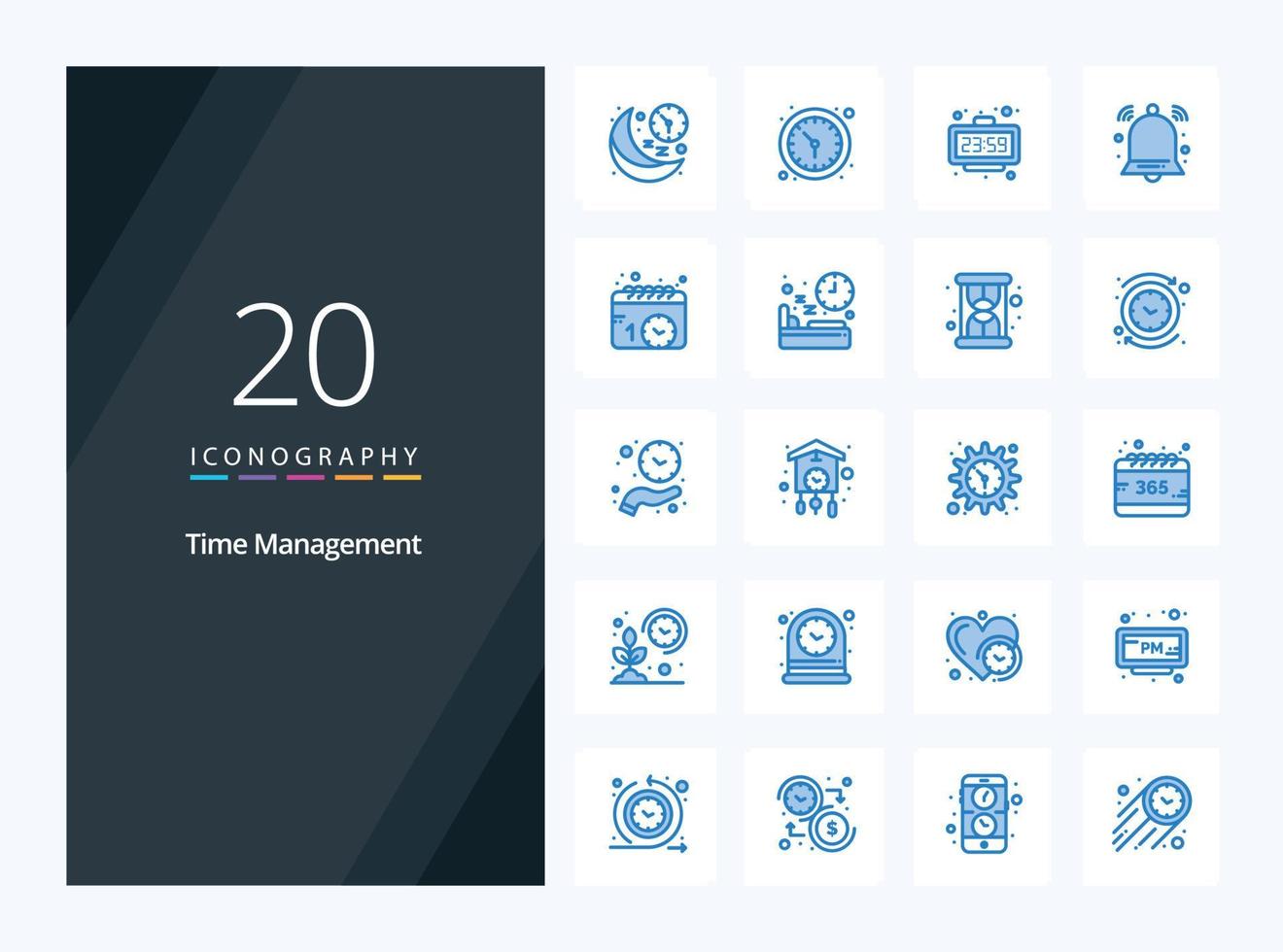 20 Time Management Blue Color icon for presentation vector