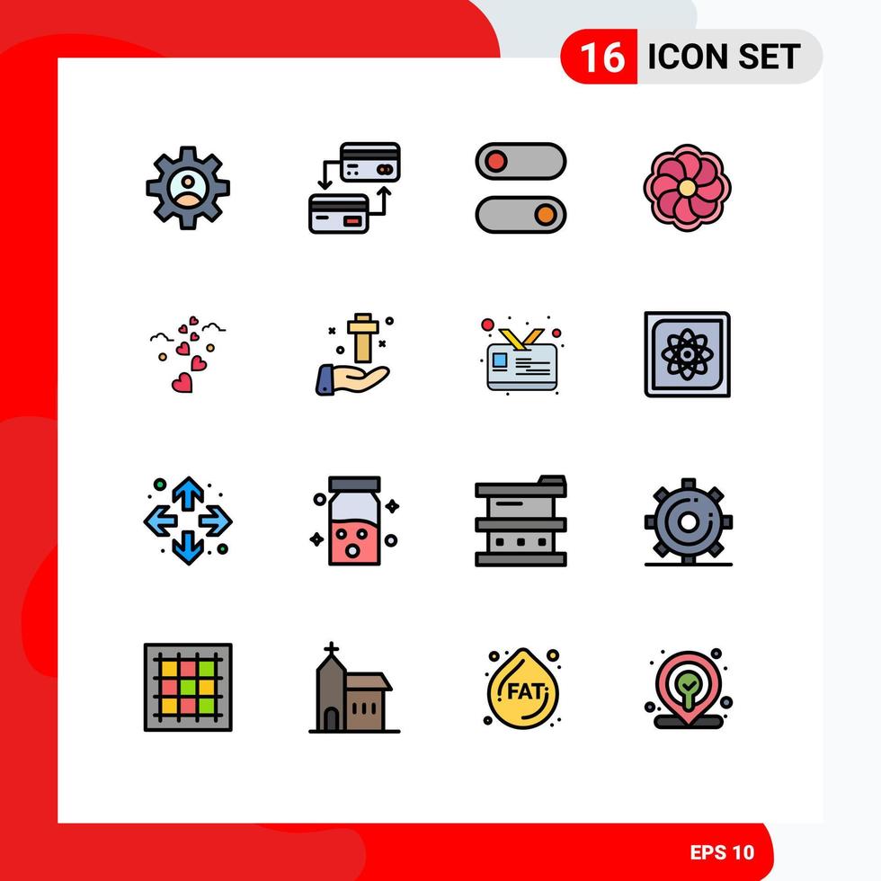 Stock Vector Icon Pack of 16 Line Signs and Symbols for wedding love control hearts flower Editable Creative Vector Design Elements