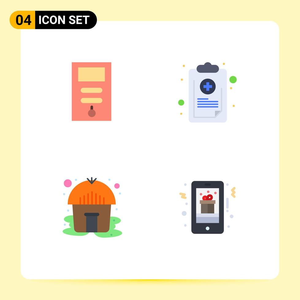 4 Creative Icons Modern Signs and Symbols of computer hut stabilizer list yurt Editable Vector Design Elements