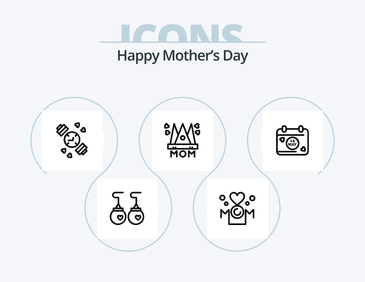 Happy Mothers Day Line Icon Pack 5 Icon Design. toothpaste. cream. calendar. mom. message vector