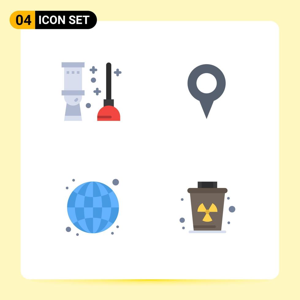 Set of 4 Vector Flat Icons on Grid for toilet internet room map web Editable Vector Design Elements