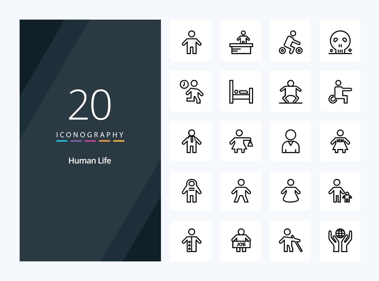 20 icono de contorno humano para presentación vector