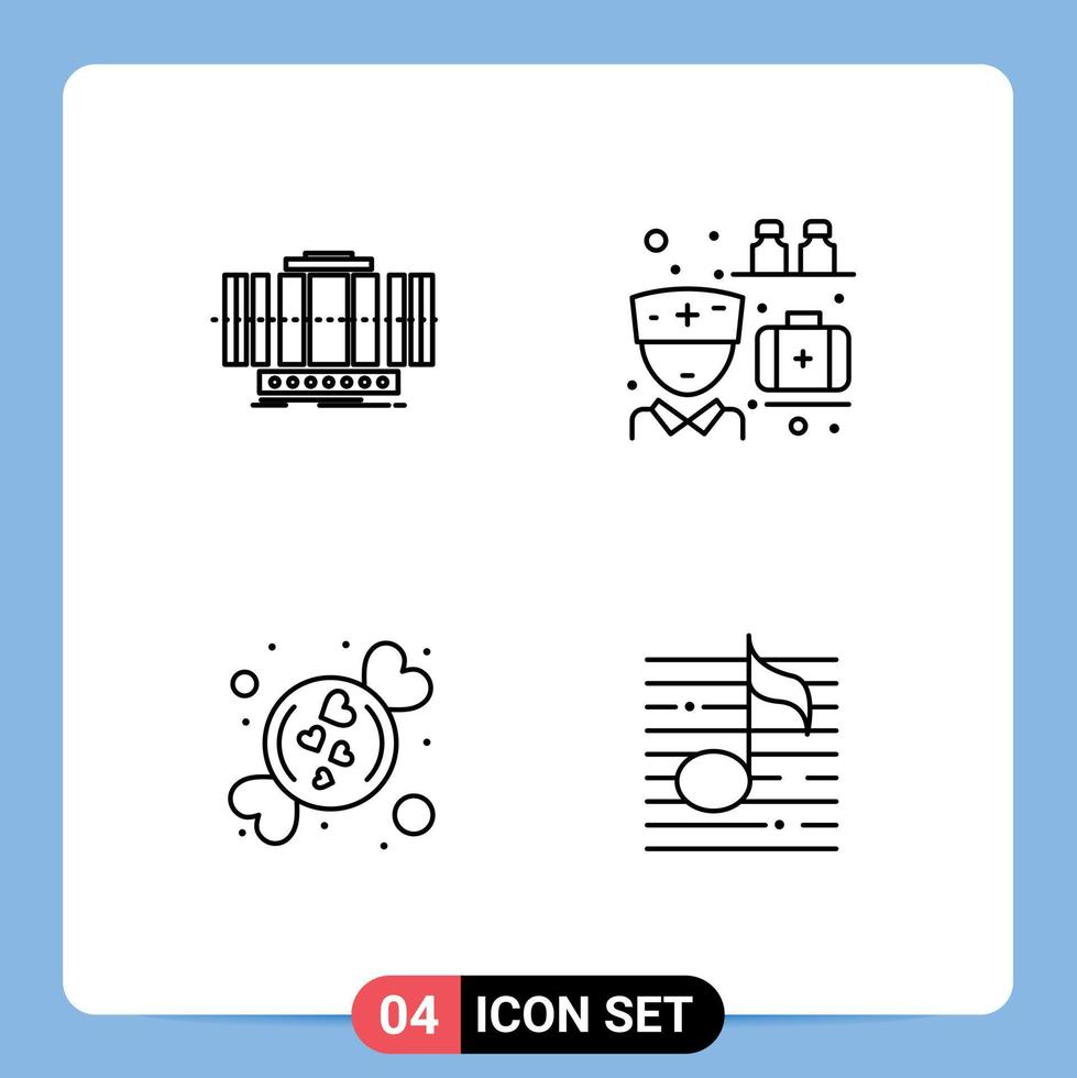 concepto de 4 líneas para sitios web móviles y aplicaciones turbina caramelo viento medicina elementos de diseño vectorial editables románticos vector