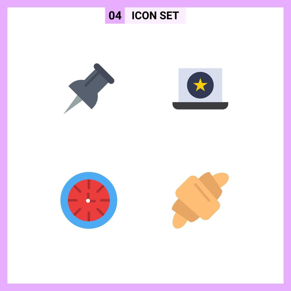 Modern Set of 4 Flat Icons and symbols such as marker global favorite watch drink Editable Vector Design Elements