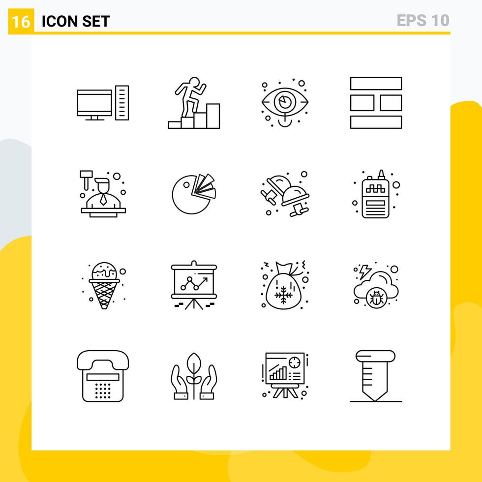 Stock Vector Icon Pack of 16 Line Signs and Symbols for auctioneer layout eye image collage Editable Vector Design Elements