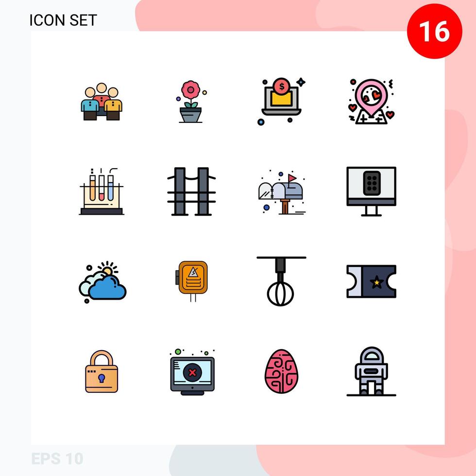 16 Creative Icons Modern Signs and Symbols of test pin growth love money Editable Creative Vector Design Elements