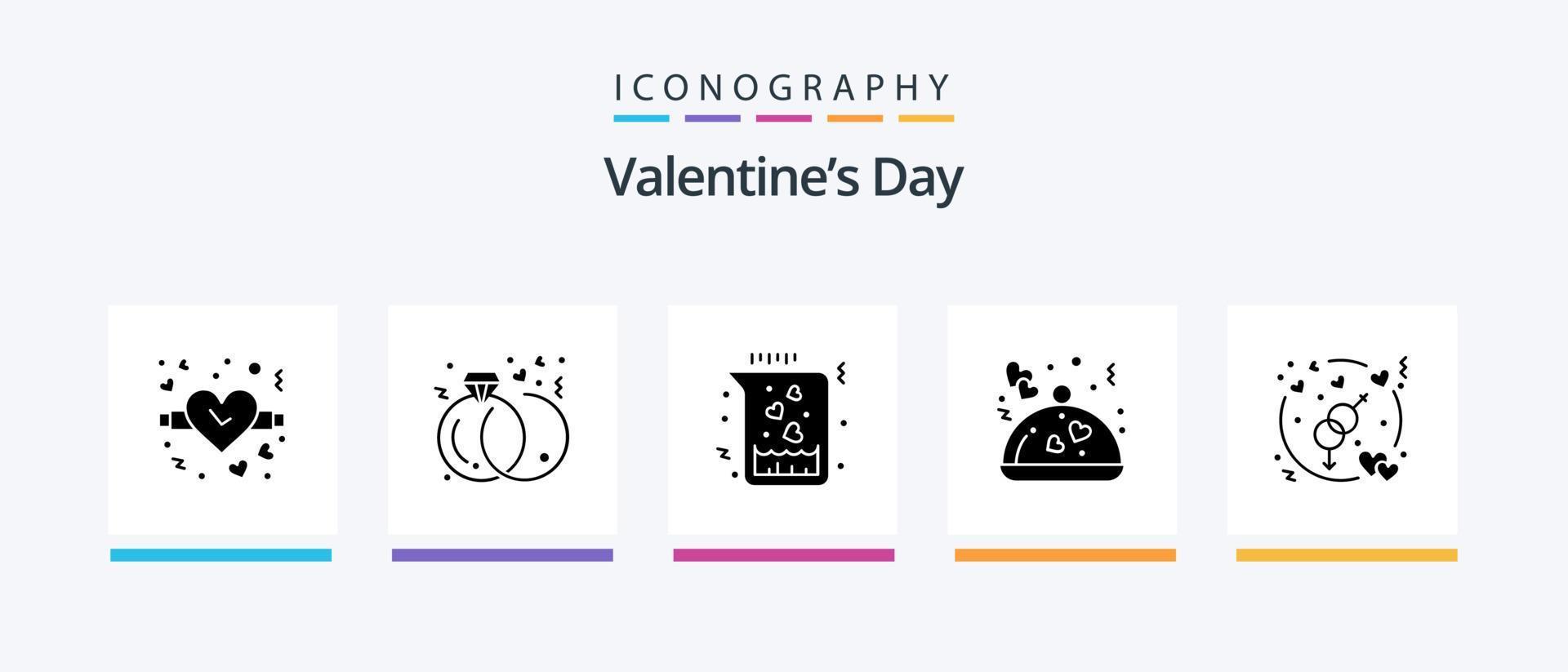 Valentines Day Glyph 5 Icon Pack Including love. engagement. flask. valentine. restaurant. Creative Icons Design vector