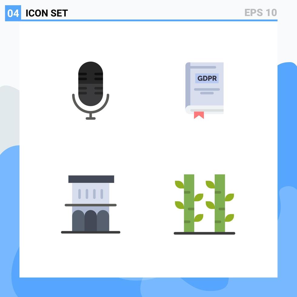 Group of 4 Flat Icons Signs and Symbols for live estate book law property Editable Vector Design Elements