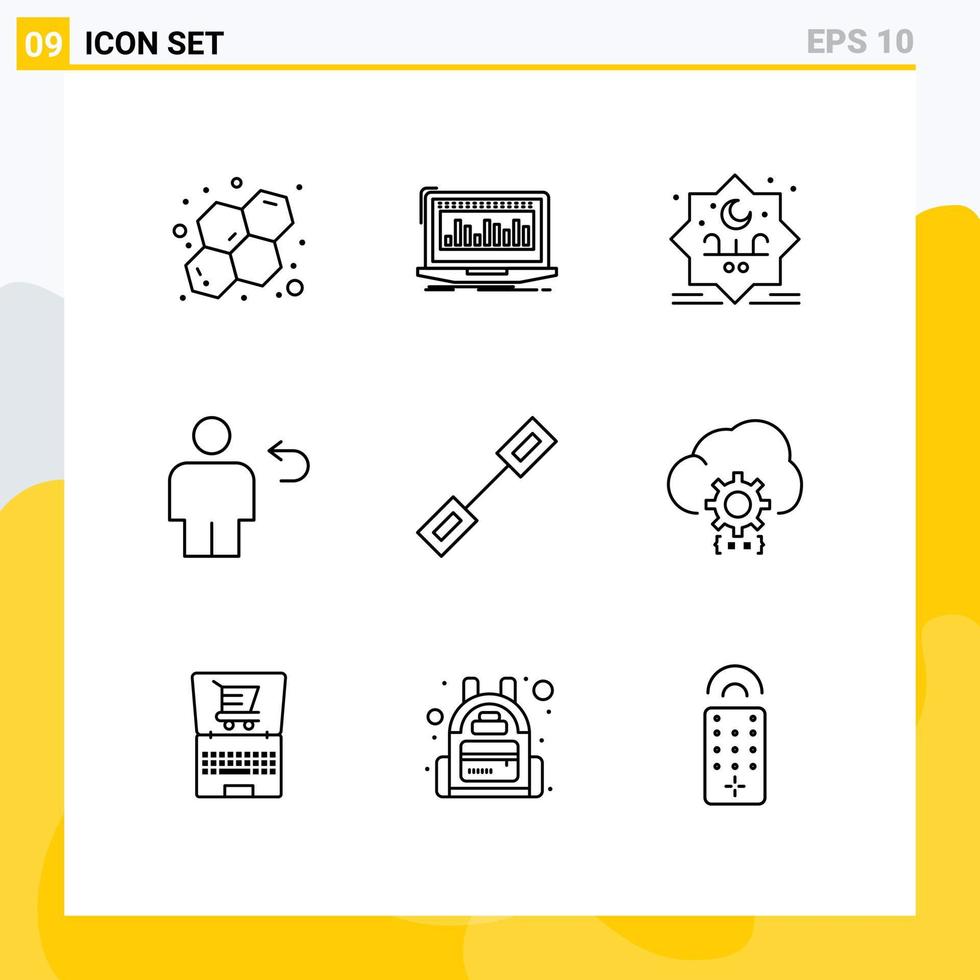 Group of 9 Modern Outlines Set for chain human star body avatar Editable Vector Design Elements