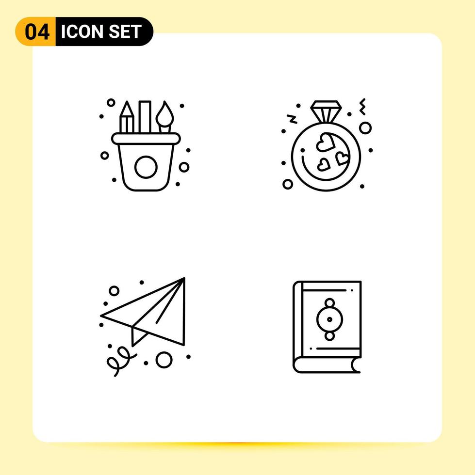 4 Creative Icons Modern Signs and Symbols of art message craft ring islam Editable Vector Design Elements