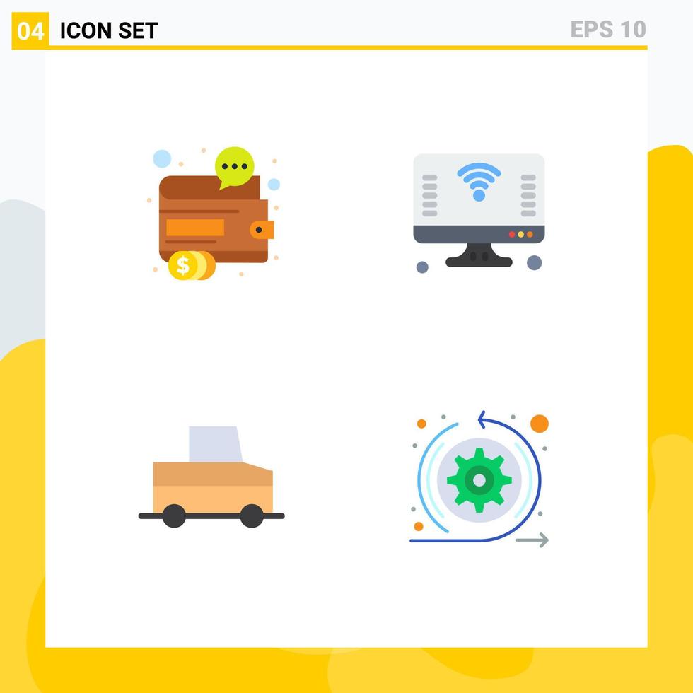 4 Flat Icon concept for Websites Mobile and Apps business wifi money internet pickup Editable Vector Design Elements