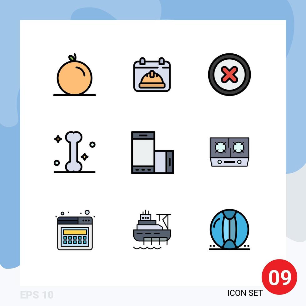 9 Universal Filledline Flat Color Signs Symbols of smartphone phone canceled mobile medicine Editable Vector Design Elements