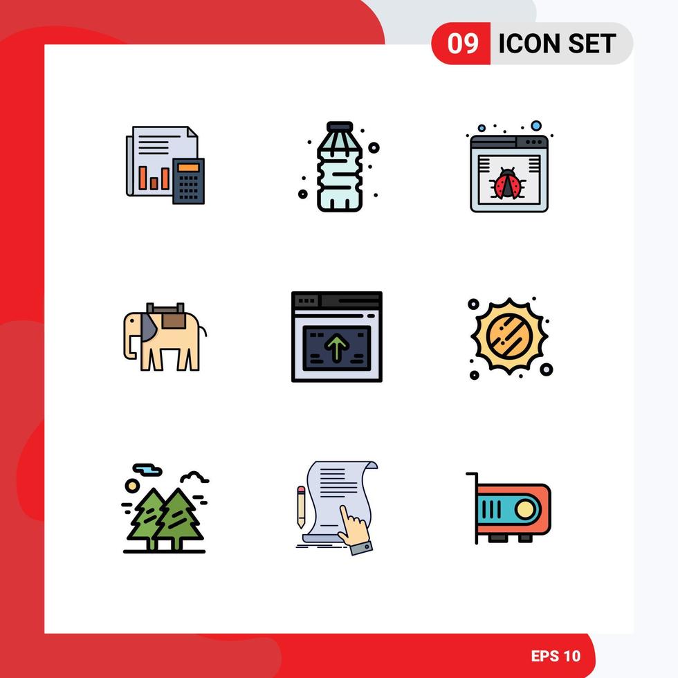 Set of 9 Modern UI Icons Symbols Signs for animal web bottle virus browser Editable Vector Design Elements