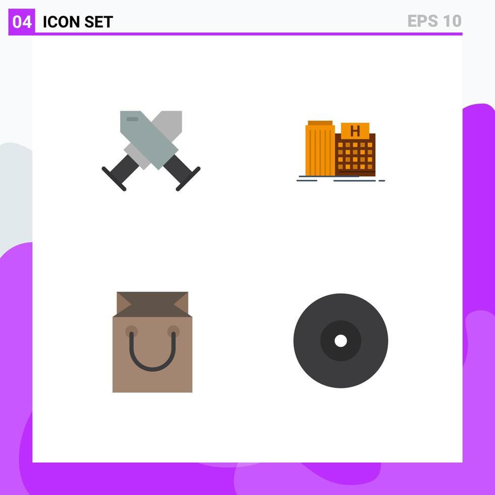 Modern Set of 4 Flat Icons and symbols such as achievement bag wreath medical retail Editable Vector Design Elements