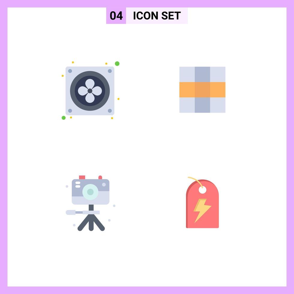 User Interface Pack of 4 Basic Flat Icons of computer hobby menu video sign Editable Vector Design Elements