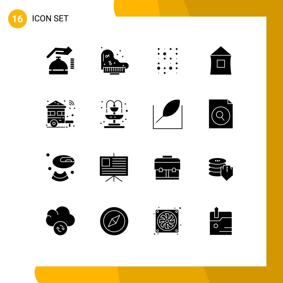 Mobile Interface Solid Glyph Set of 16 Pictograms of smart shack data hut home Editable Vector Design Elements