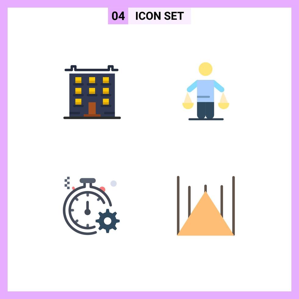 User Interface Pack of 4 Basic Flat Icons of big law home conclusion clock Editable Vector Design Elements