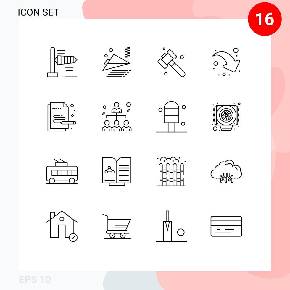 Modern Set of 16 Outlines Pictograph of network pen tool painting creative Editable Vector Design Elements