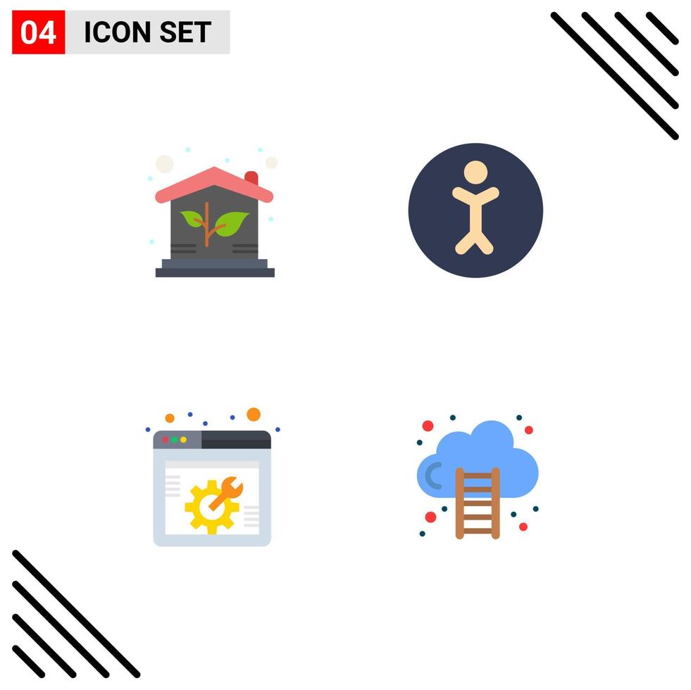 4 Creative Icons Modern Signs and Symbols of eco web setting property person business Editable Vector Design Elements