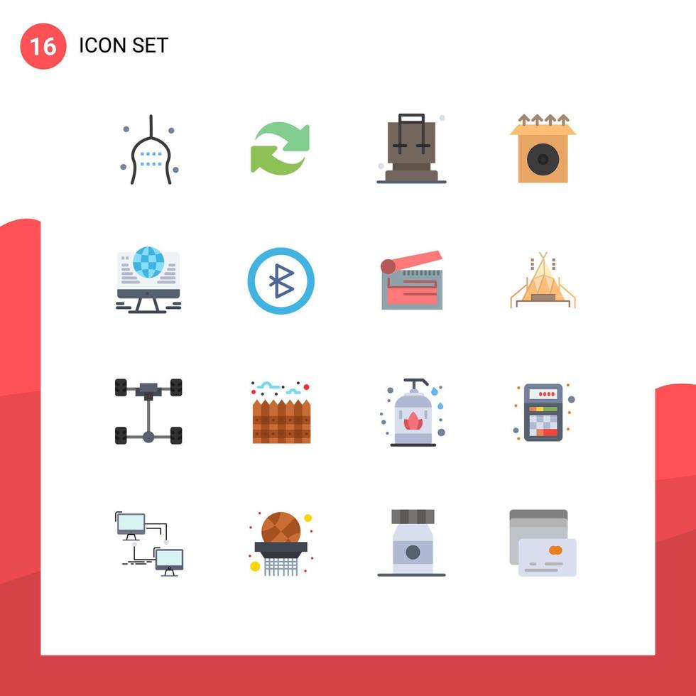 Group of 16 Modern Flat Colors Set for connection product repeat install travel Editable Pack of Creative Vector Design Elements