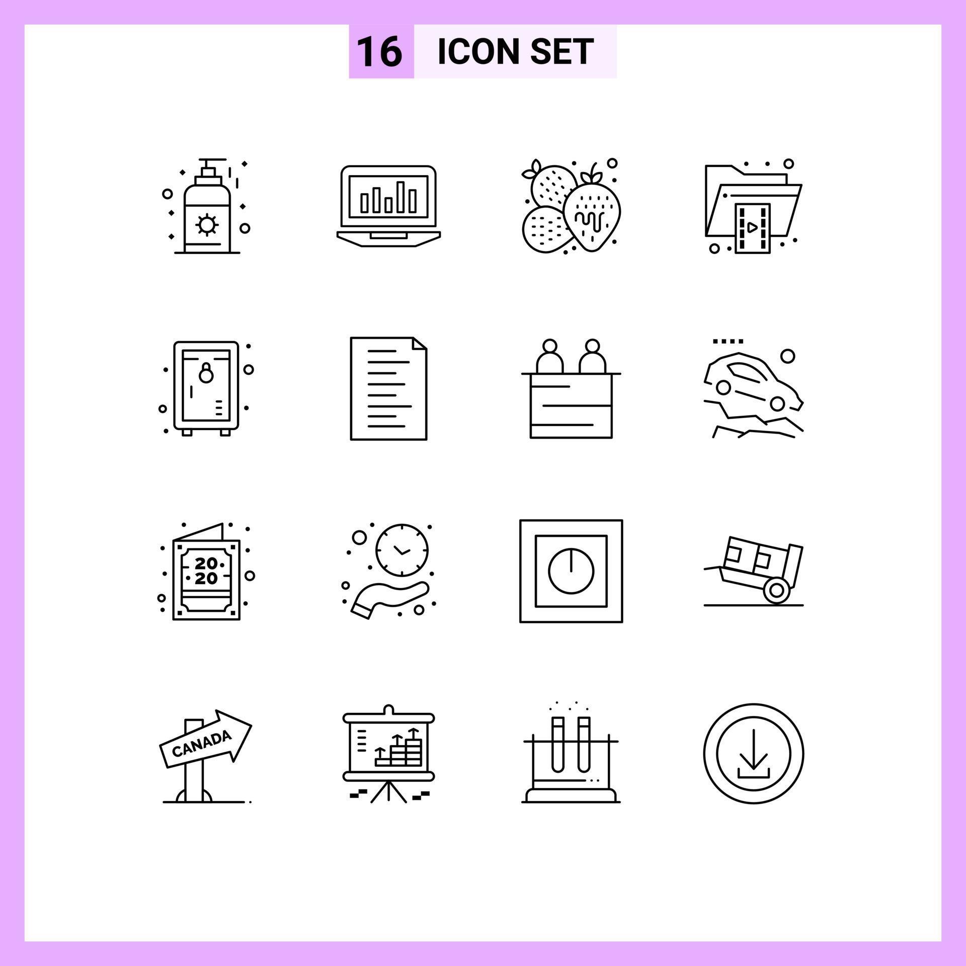 Outline Pack of 16 Universal Symbols of locker format pineapple folder