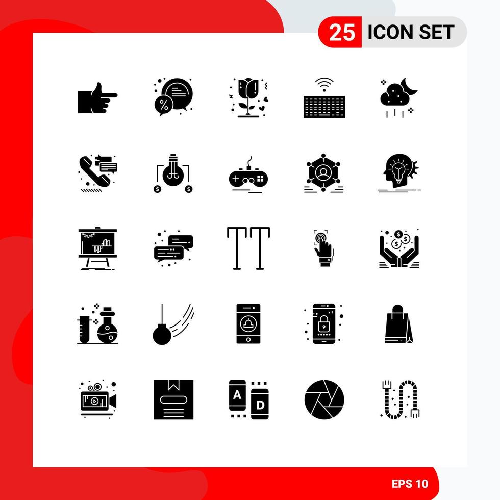 User Interface Pack of 25 Basic Solid Glyphs of storage type flower keys hardware Editable Vector Design Elements