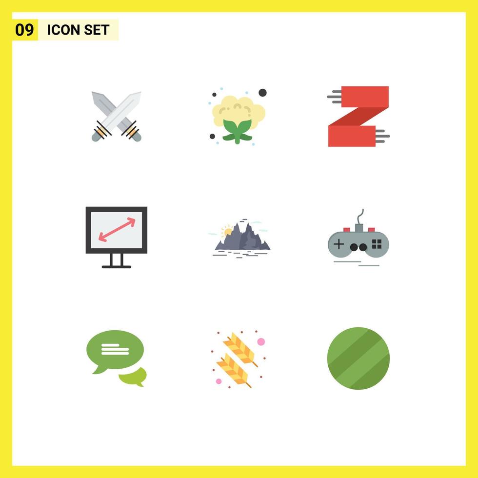 9 Universal Flat Color Signs Symbols of landscape nature clothes tv diagonal Editable Vector Design Elements