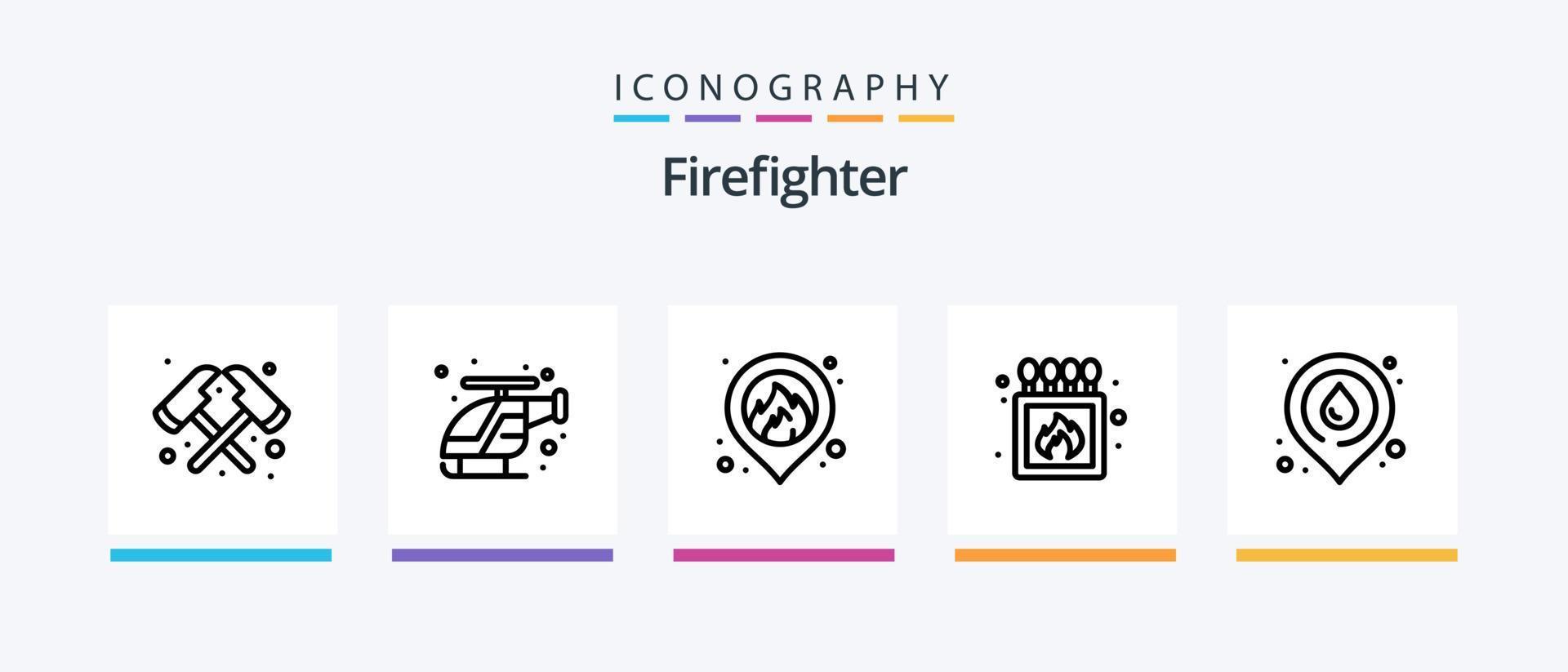 paquete de iconos de la línea 5 de bomberos que incluye emergencias. bomberos acceso. bombero. pelear. diseño de iconos creativos vector