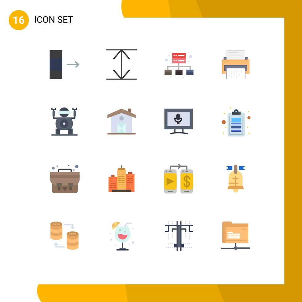 Pack of 16 creative Flat Colors of toy robot confidential shredder file Editable Pack of Creative Vector Design Elements