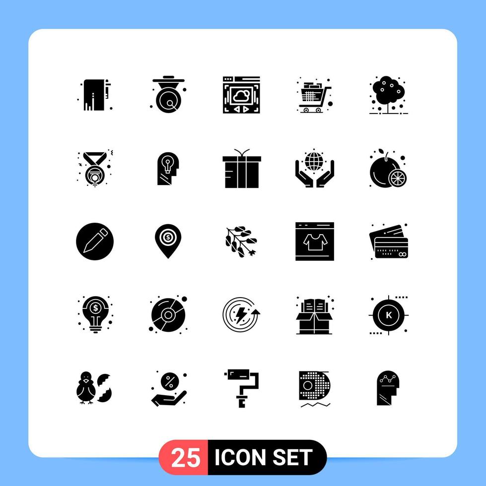 paquete de iconos de vector de stock de 25 signos y símbolos de línea para elementos de diseño de vector editables de carrito de compras de metal para agricultura