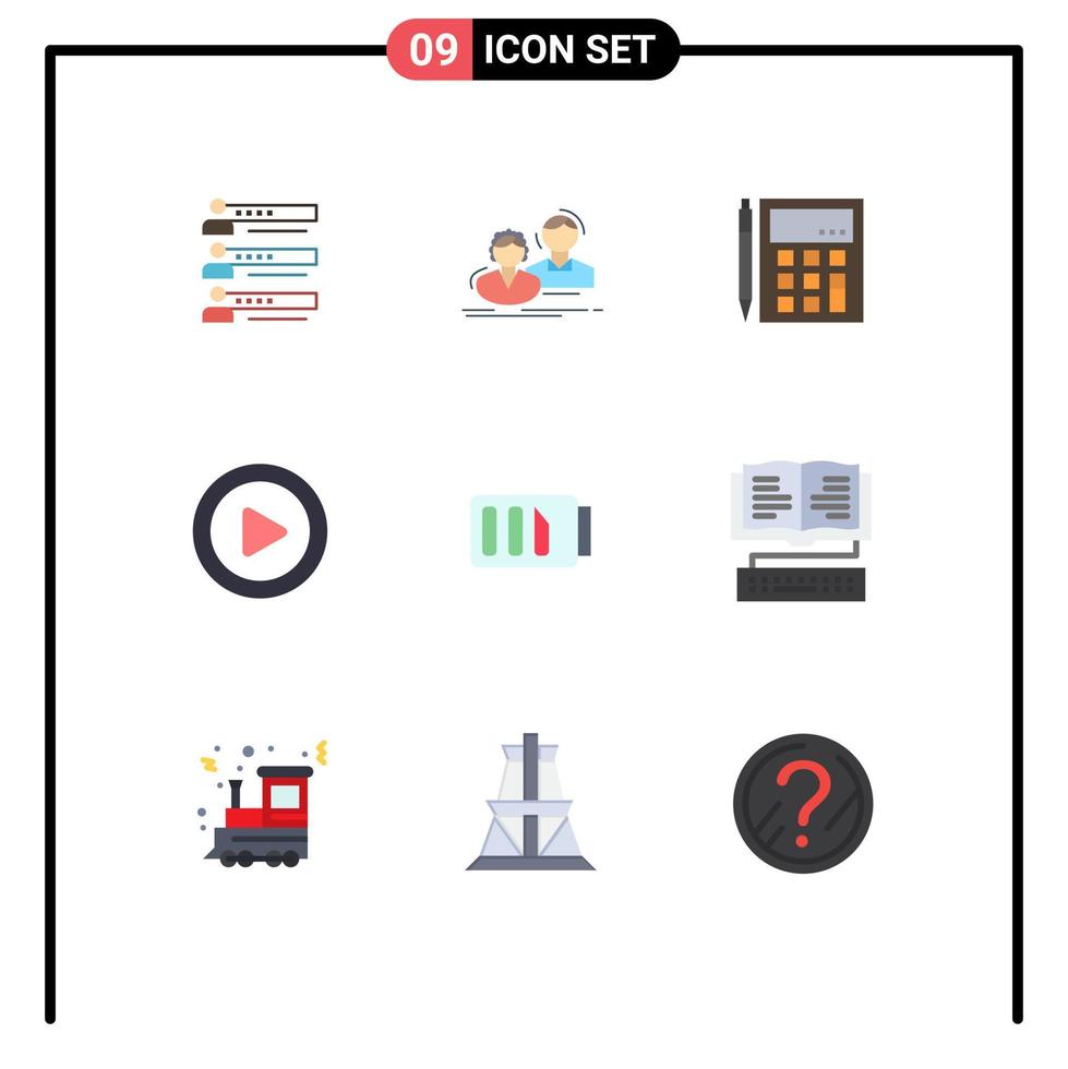 Universal Icon Symbols Group of 9 Modern Flat Colors of financial calculation employee calculate accounting Editable Vector Design Elements