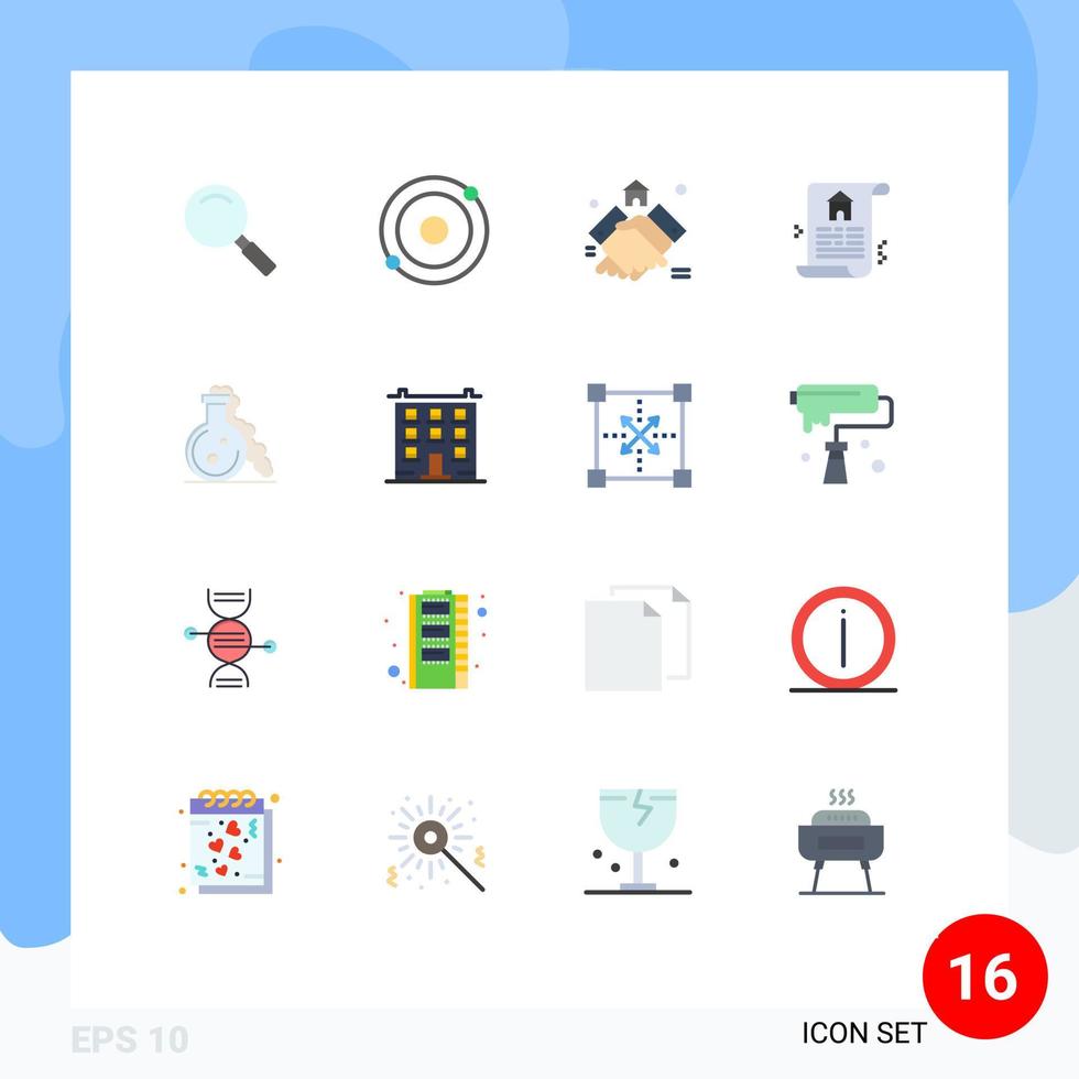 16 Creative Icons Modern Signs and Symbols of test flask estate real document Editable Pack of Creative Vector Design Elements