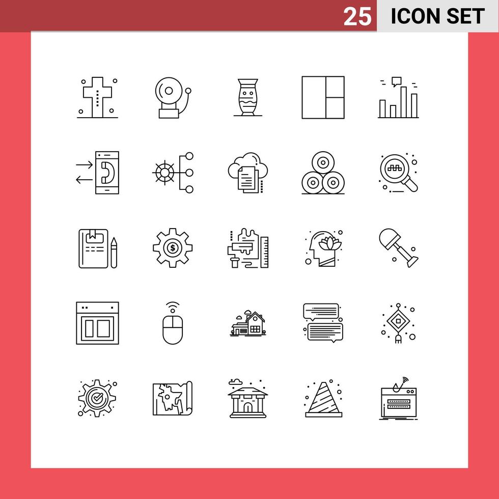 Mobile Interface Line Set of 25 Pictograms of finance layout ceramic grid indian Editable Vector Design Elements