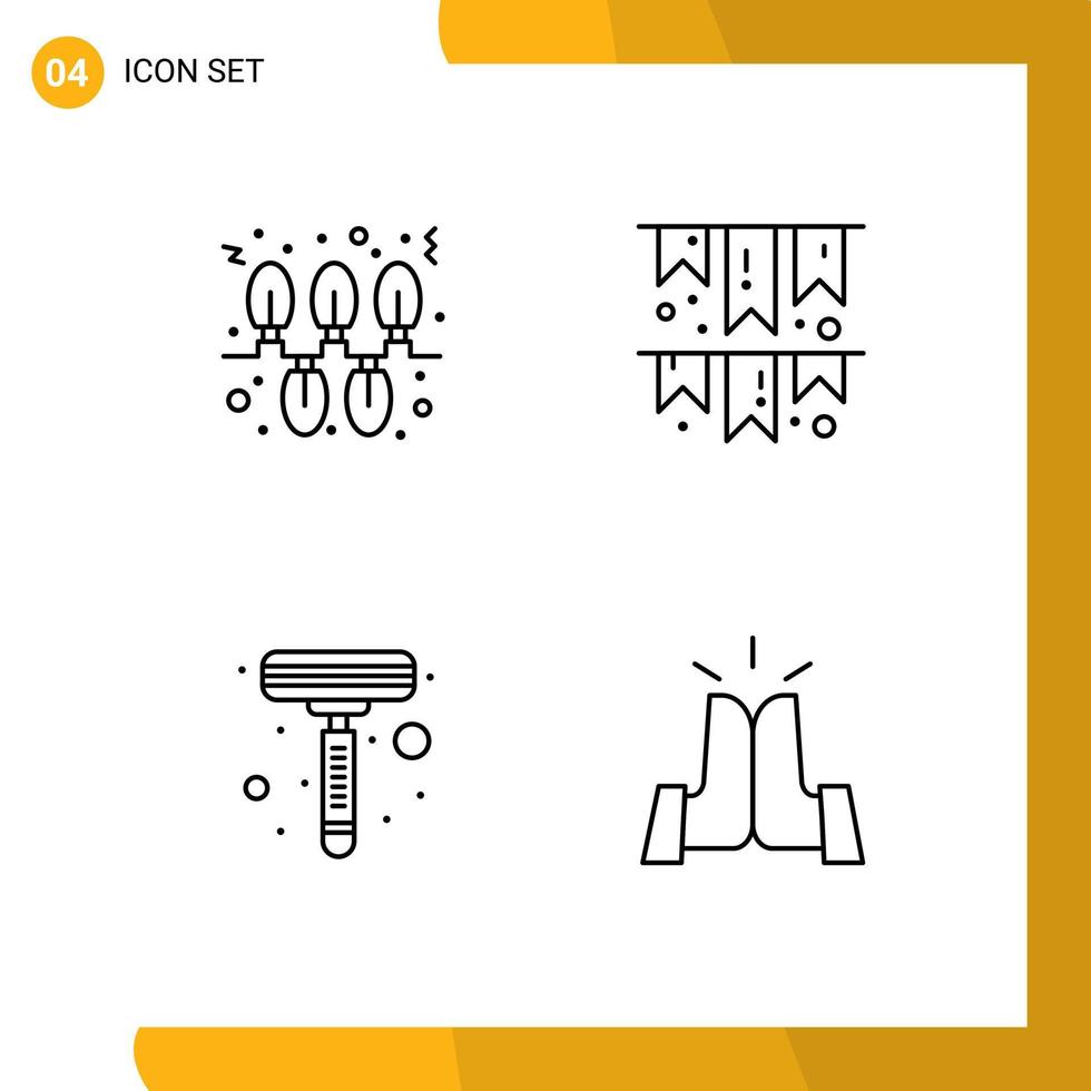 Modern Set of 4 Filledline Flat Colors and symbols such as lights shaver holidays flag best Editable Vector Design Elements