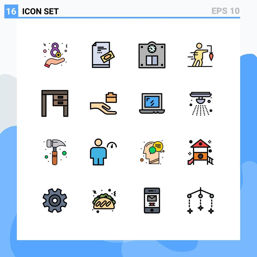 paquete de iconos de vectores de stock de 16 signos y símbolos de línea para elementos de diseño de vectores creativos editables de piso de meta de escritorio