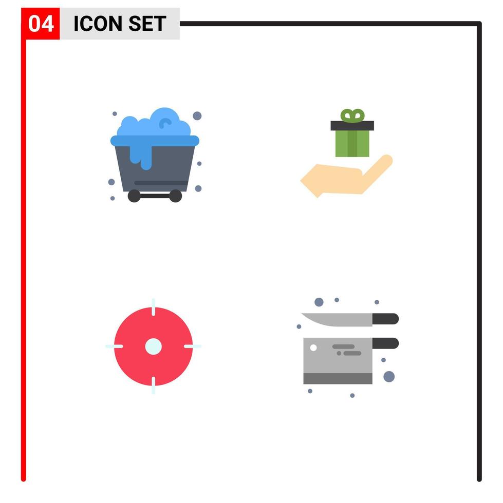Group of 4 Flat Icons Signs and Symbols for pollution goal gift ecommerce cooking Editable Vector Design Elements