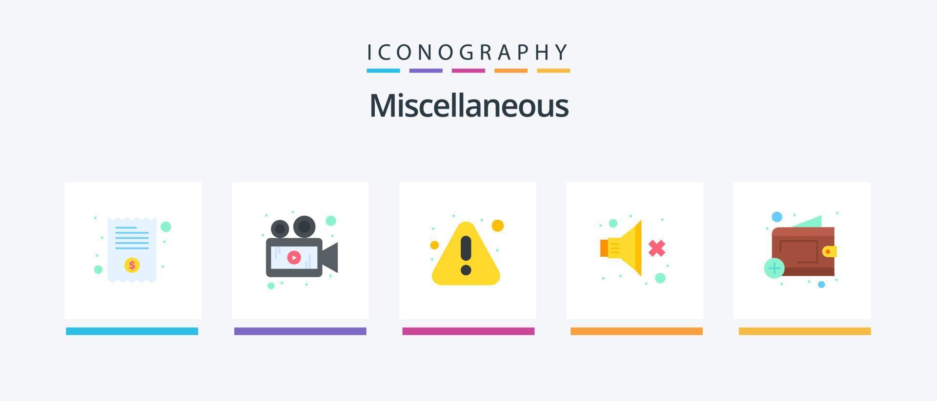 Miscellaneous Flat 5 Icon Pack Including wallet. error. volume. no. Creative Icons Design vector