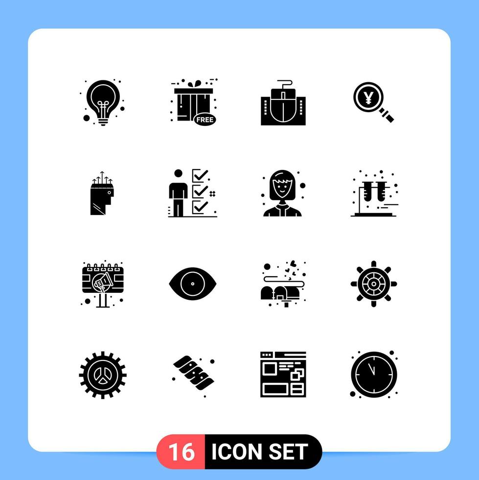 User Interface Pack of 16 Basic Solid Glyphs of find japanese gift box japan education Editable Vector Design Elements