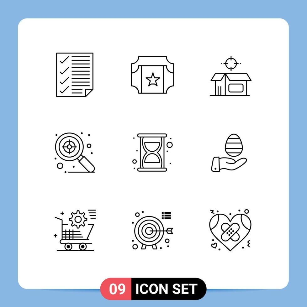 9 Outline concept for Websites Mobile and Apps time efficiency open product target focus Editable Vector Design Elements
