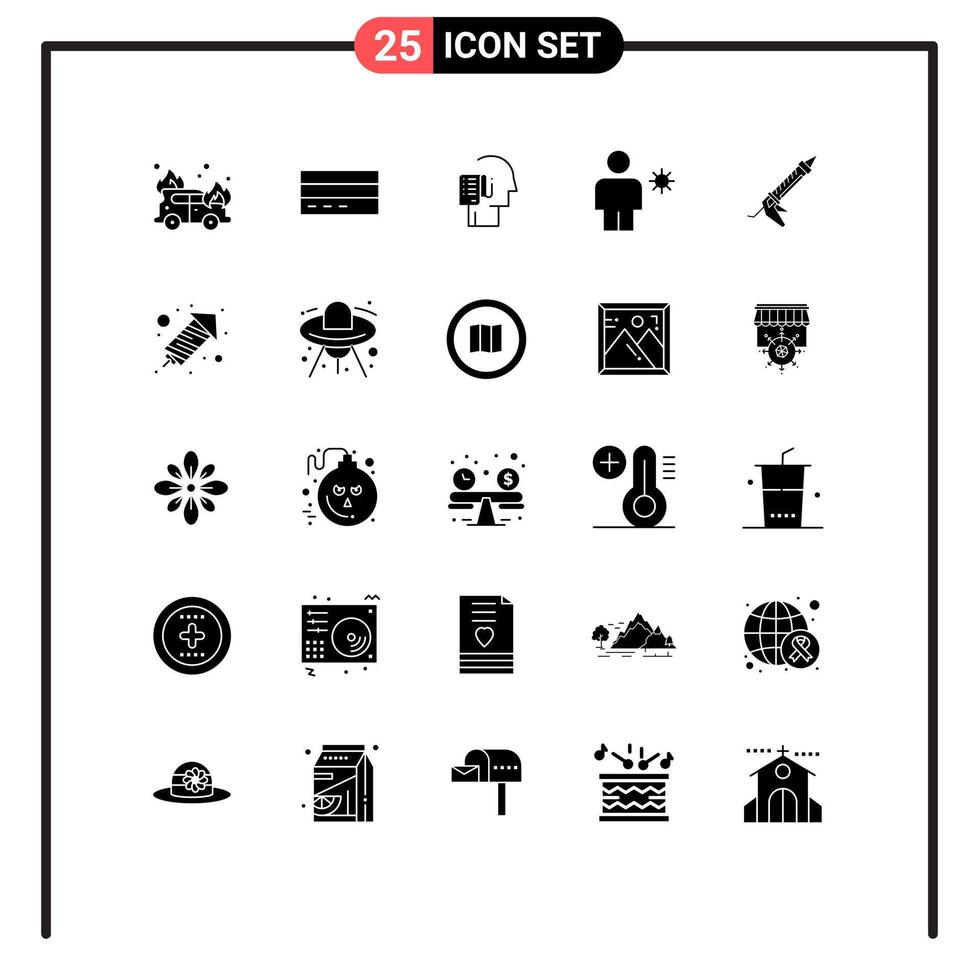Universal Icon Symbols Group of 25 Modern Solid Glyphs of summer body user avatar schedule Editable Vector Design Elements