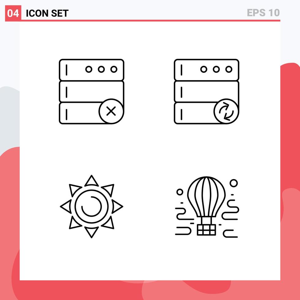 Universal Icon Symbols Group of 4 Modern Filledline Flat Colors of database air database beach tour Editable Vector Design Elements