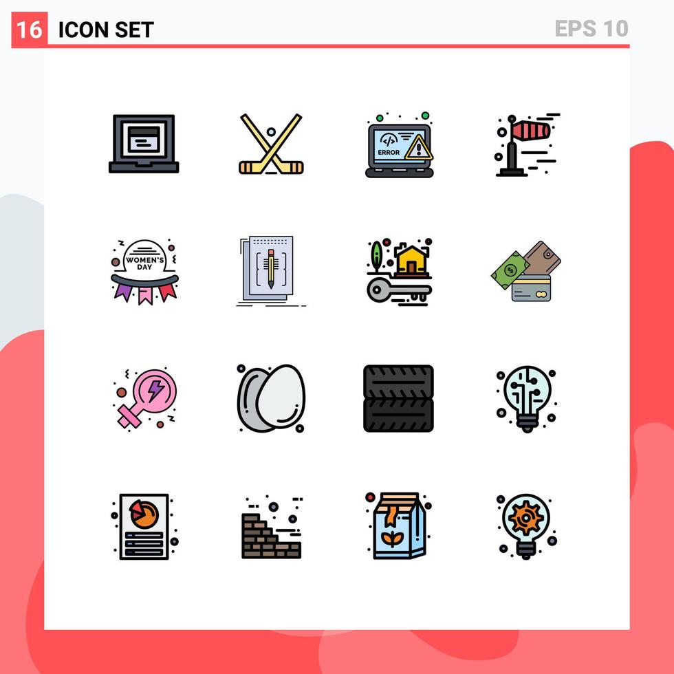 Stock Vector Icon Pack of 16 Line Signs and Symbols for happy cold coding weather error Editable Creative Vector Design Elements