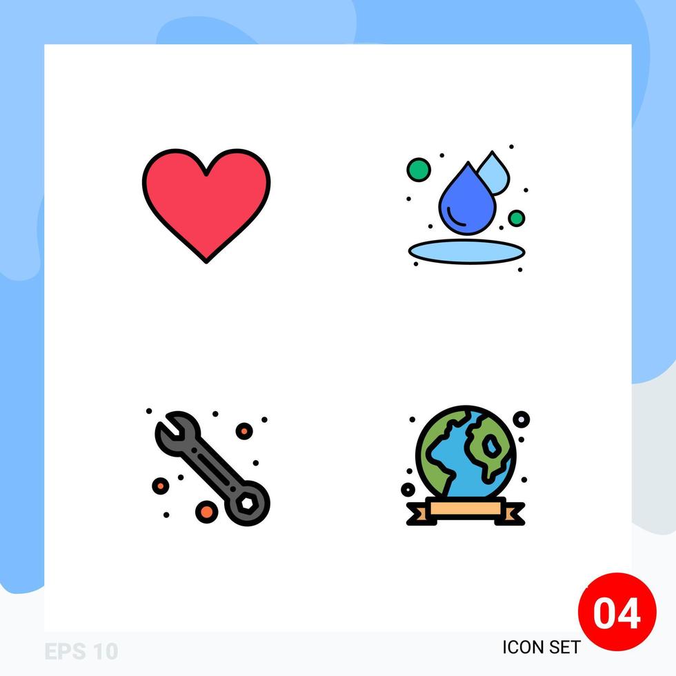 4 Creative Icons Modern Signs and Symbols of love support wedding water earth day Editable Vector Design Elements